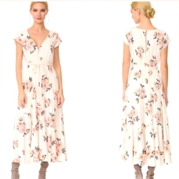 Free People Dresses & Skirts - Floral Maxi Dress in Cream and Pinkh